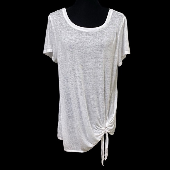 Caslon White Burnout Side Tie Scoop Neck T Shirt Size XL Boho Casual - Picture 6 of 12